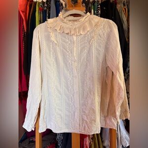 Elegant Cream Ruffled Women's Top